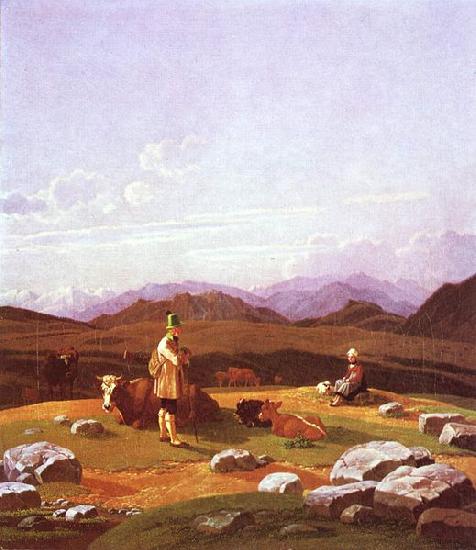 Wilhelm von Kobell Jager auf der Hochalm oil painting image